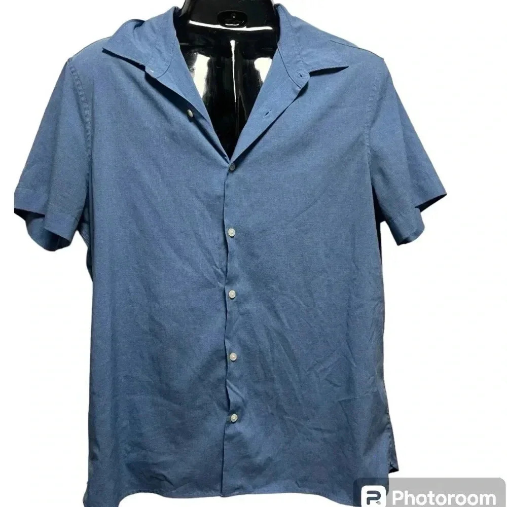 Perry Ellis Men's Formal Short Sleeve Shirt Button Down  - Men Summer Casual